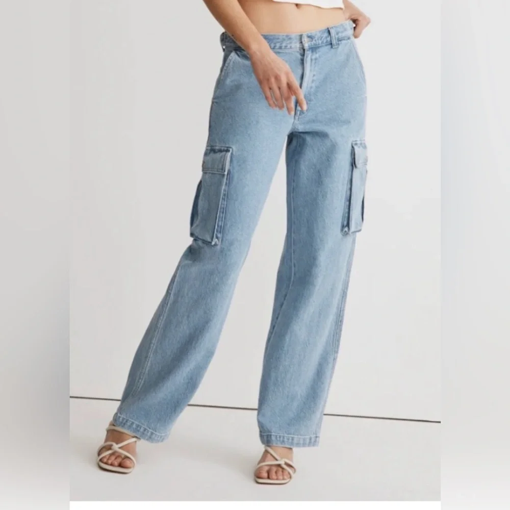 NWT Madewell Low-Slung Straight Cargo Light Wash Jeans Sz 30 - Picture 1 of 15